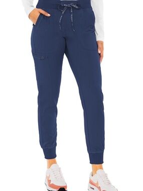 Med Couture Women’s Navy Drawstring Scrub Jogger Pants Large